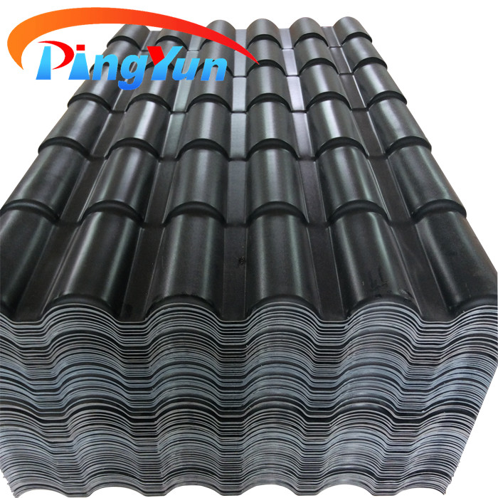Outdoor decoration Roma ASA synthetic resin roof tile anti UV PVC roof sheet for prefabricated house