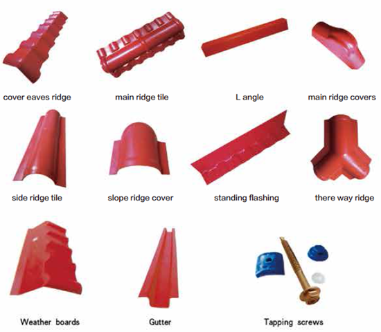 Residential House Brick Red Plastic PVC Roof Tile