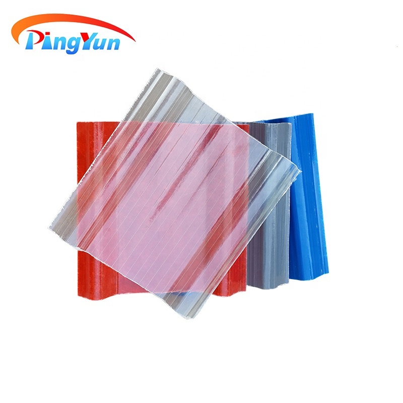 uv coated on surface transparent frp roof sheet pvc plastic roof tiles for greenhouse